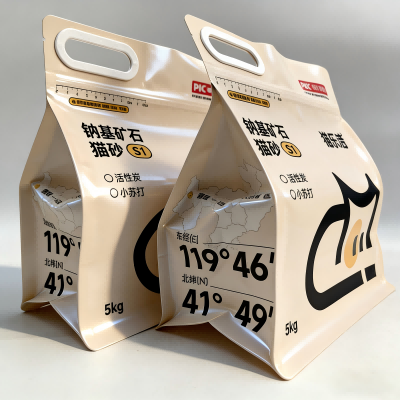 Fermuar tutacaqlı səkkiz tərəfli möhürlənmiş pişik zibil çantası